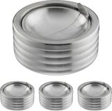 Relaxdays Asbak met Deksel, Set van 4, Klep, Binnen, Buiten, Weerbestendig, RVS, Zilver