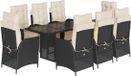 vidaXL 9-delige tuinset van polyrattan met kussens, zwart