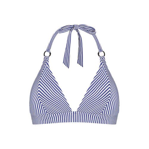 Cyell voorgevormde halter bikinitop blauw/wit