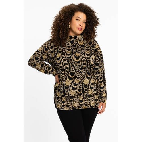 YOEK top met all over print goud/zwart