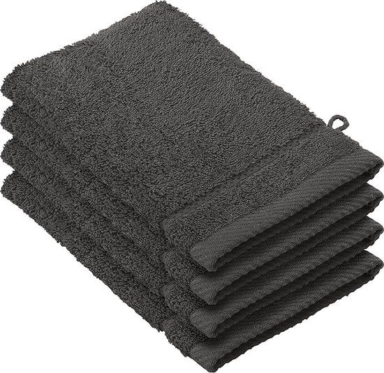 De Witte Lietaer Stéphanie Ebony Washandjes - Zwart - 4 stuks