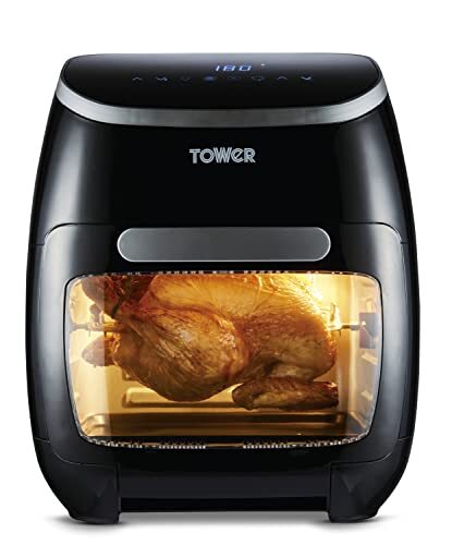 Tower Xpress Pro Combo Vortx 10-in-1 Digitaal Air Friteuse Oven met Snel Air Circulatie, 60-Minuut Timer, 11 L, 2000 W, Zwart