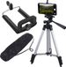 Maclean Universeel 1/4" Statief met Telefoonhouder en Draagtas - Geschikt voor Camera's Camcorders Smartphones Ringlampen - Hoogte max. 102cm