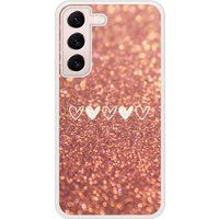 Samsung Galaxy S22 Paillettes coeur Verstevigd hoesje met sublimatie bedrukking