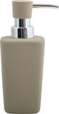 MSV Zeeppompje/dispenser - Haiti - keramiek - taupe/zilver - 6 x 15 cm - 240 ml
