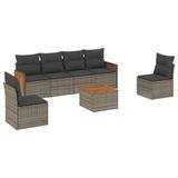 vidaXL Loungeset met kussens, polyrotan, grijs