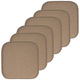 Sweet Home Collection Stoel Kussen Memory Foam Pads Honingraat Patroon Slip Antislip Rubber Terug Afgerond Vierkant 16" x 16" Stoelhoes, Charlotte Taupe - 6 Pack