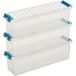 Sunware 3x Q-line Opberg Box/Opbergdoos - 1.3 Liter - Transparant/Blauw