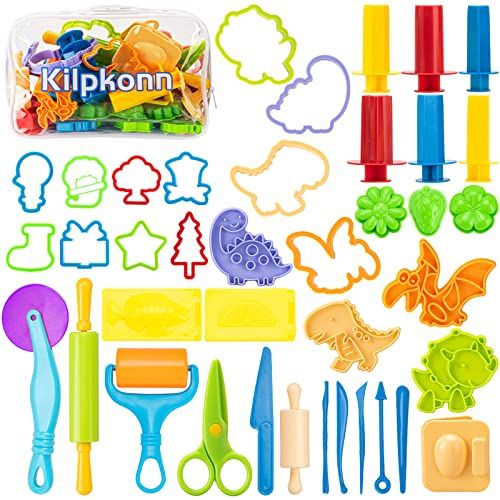 Kilpkonn Play Deough Tools Kit - 42 Stks Deeg Accessoires, Mallen, Vorm, Schaar, Rolling Pin - Party Pack Playdeough Speelgoed