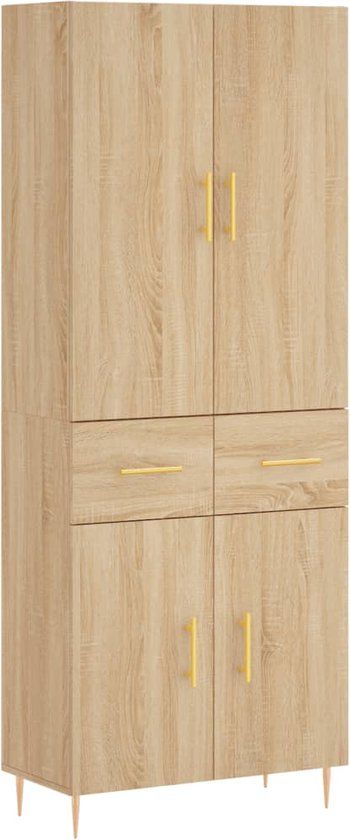 vidaXL Hoge kast 69,5x34x180 cm bewerkt hout sonoma eikenkleurig