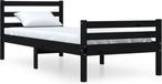 vidaXL Cadre de lit Bois massif Noir 100x200 cm