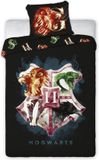 Harry Potter Dekbedovertrek Eenpersoons 140x200 cm - Zwart/Multi
