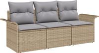 vidaXL Bankstel 3-zits Beige en Grijs Polyrattan