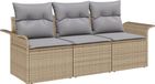 vidaXL Bankstel 3-zits Beige en Grijs Polyrattan