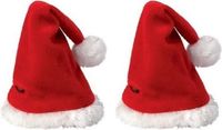 Merkloos / Sans marque Mini kerstmuts - 2x - rood - 12 x 20 cm - polyester - voor knuffels/poppen