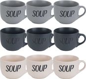 Cosy & Trendy Soepbekers/soepkommen - set van 9 stuks - 11 x 8 cm - 510 ml - keramiek - mix kleuren