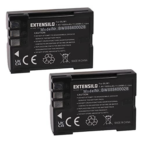 EXTENSILO 2 x accu's, compatibel met Olympus E-1, E-3, E-30, E-300, E-330, E-500, E-510 camera, DSLR (1600 mAh, 7,4 V, Li-Ion)