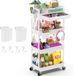 Ibenzoa® Vierlaags Opbergwagen met Lade, Multifunctionele Rolwagen voor Keuken, Badkamer en Kantoor, Wit