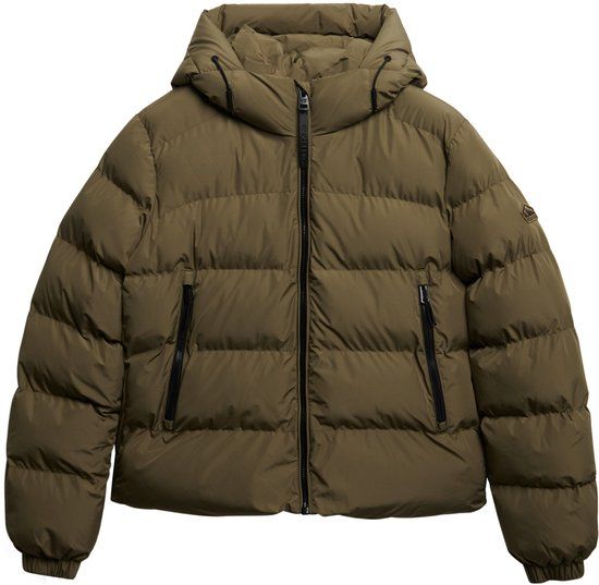 Superdry Dames Jas Hooded Sports Puffer Jacket W5011996a Khaki