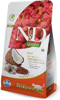 Farmina N&D Quinoa Skin & Coat - Alimentation Chat (Alimentation sèche) - Hareng & Noix de coco - Sans céréales - 300g