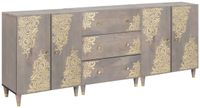 vidaXL Badkamermeubelset, 3-delig, grijs en goud, chique houten kast, minimalistische badkamerkast, wandoplossingen voor elegante opslag