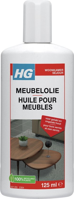 HG meubelolie eiken - 125ml - voor gelakt en ongelakt hout - voor eiken, mahonie en kersen