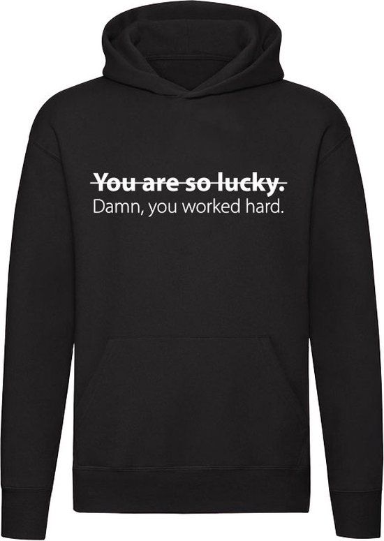 Sol's Damn, you worked hard - Zwarte Unisex Hoodie - Katoen - Maat S