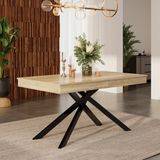 OKWISH Table à manger – Extensible 140–180×80 cm – Chêne – MDF – Métal