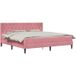 Prolenta Maison Exclusive - Lit double exclusif avec sommier et matelas, couleur rose, dimensions 200 x 200 cm, revêtement en velours