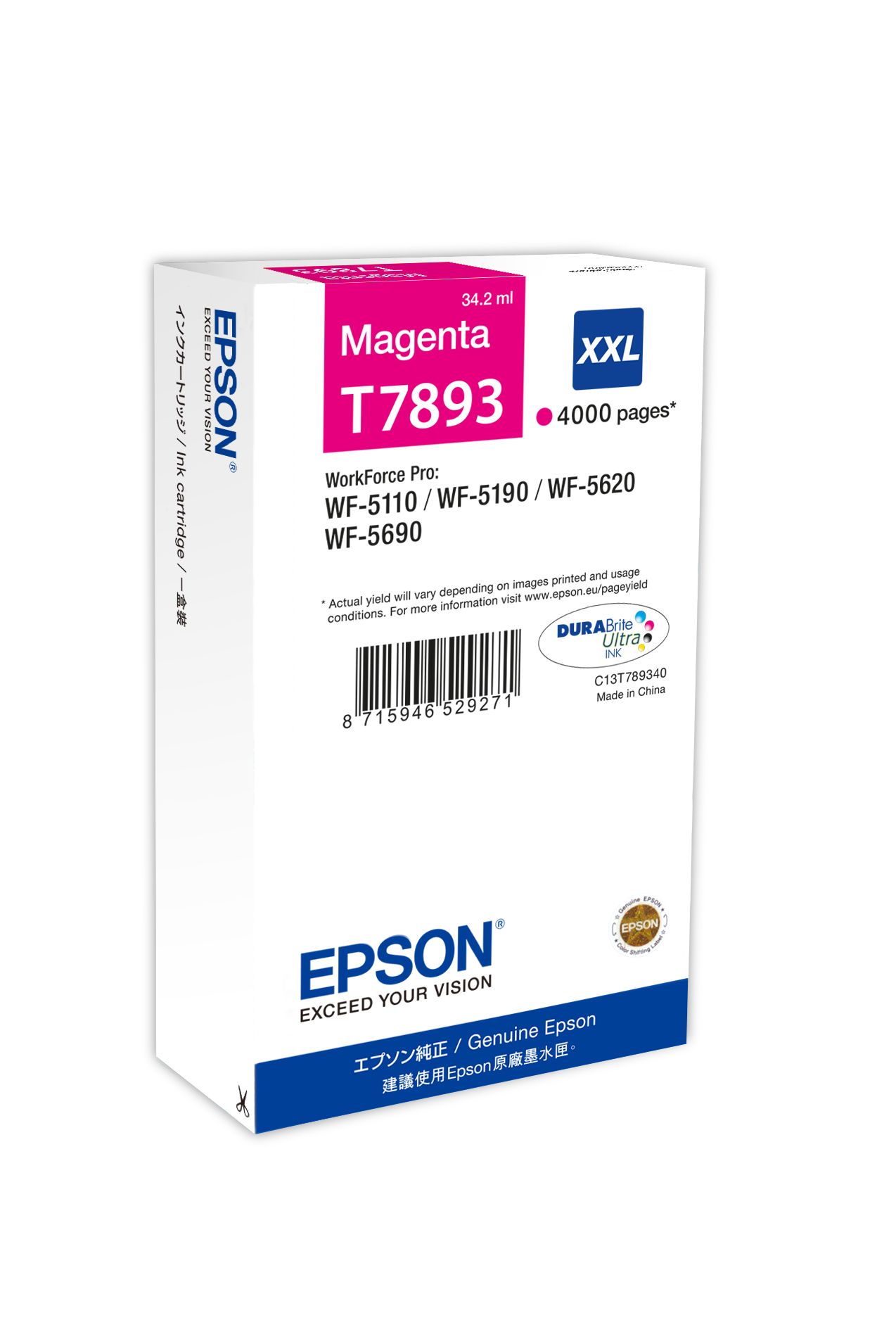 Epson T7893 XXL Magenta Ink Cartridge - 34ml - C13T789340