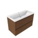 Saniclass Holz Pure Badkamermeubelset - 100x45x63.5cm - Bari keramische wastafel wit - 1 wasbak - 1 kraangat - 2 lades - mat walnut pure (hout) SW1420789/SW24929