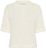 Kaffe Vrouwentrui Sevita Wol/Viscose Ronde Hals Korte Mouw Aansluitend Casual Krijt S