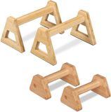Relaxdays Push-up Bars - Set van 4 - Bamboe - Calisthenics