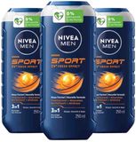 NIVEA Men Shampoo & Douchegel 3in1 Sport - 3 x 250 ml - Voordeelverpakking