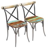 VidaXL Eetkamerstoelen 2 stuks massief gerecycled hout meerkleurig