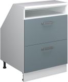 Vicco R-Line Keukenkast voor schuine wand – 60 cm met 2 laden, kastromp 60 cm diepte Blauw-grijs