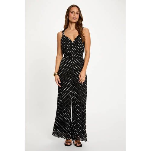 Morgan jumpsuit met stippen zwart