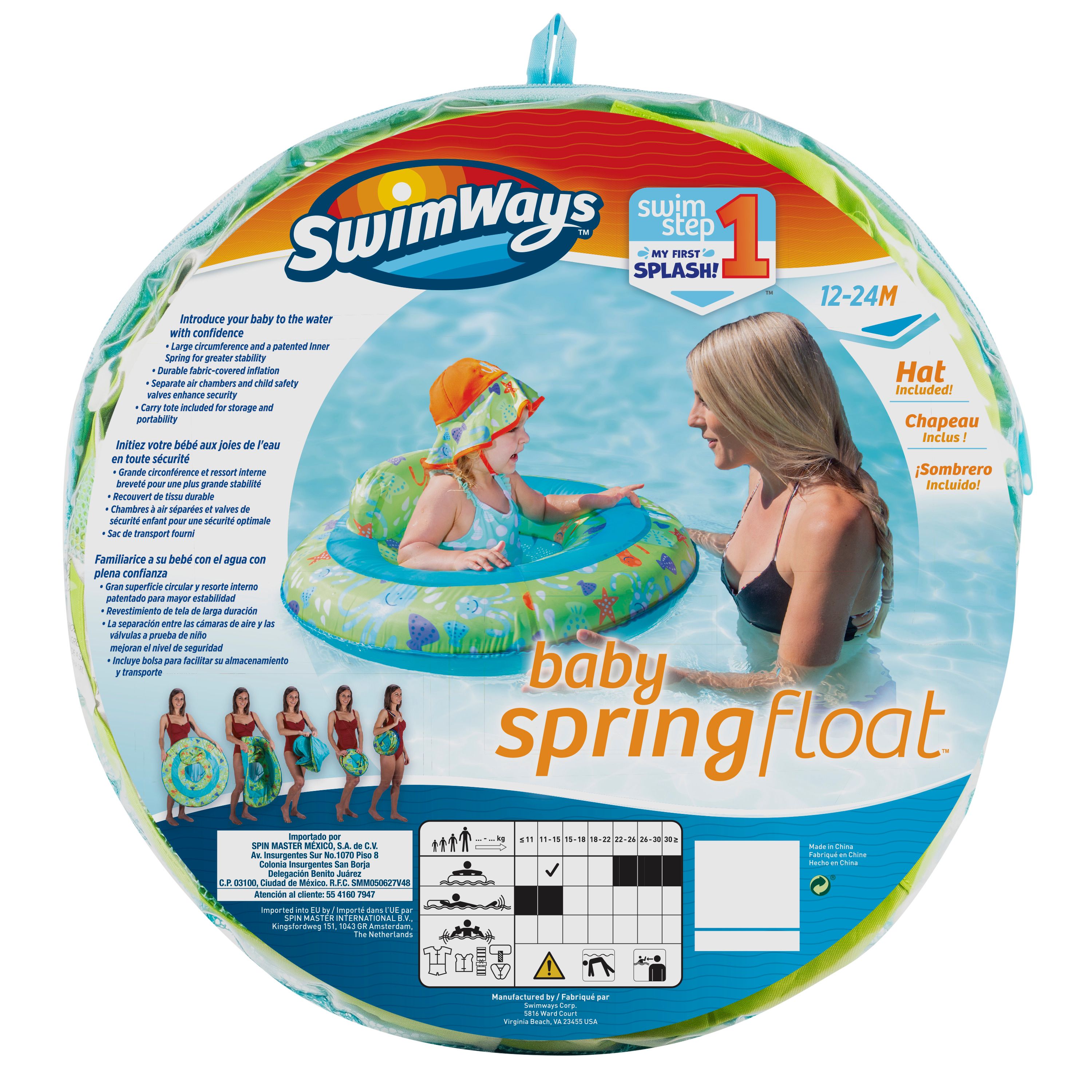Spin Master SwimWays Baby Spring Float Zwembadvlotter - Blauw/Roze - 2 Jaar