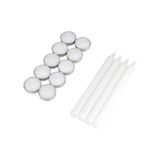 Set van 10 theelichtjes + 4 kaarsen, 20 cm, wit
