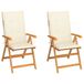 VidaXL Tuinstoel Terras Gecapitonneerde zitting Teak Crème 6 stuks