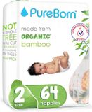PureBorn bamboe luiers - Maat 2 (3-6kg) - 64 stuks | Moon & Stars