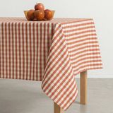 GAMUSI Vlekbestendig Tafelkleed MAVY – 2 kleuren Vichyruit – Katoen Look – 140x200 cm – Rood