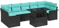 vidaXL Tuinbank Set 8-delig Zwart Polywood