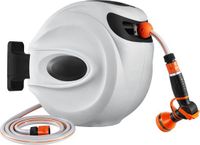 Enrouleur de tuyau d'arrosage sans marque - Boîte murale pour tuyau - Blanc - Accessoires supplémentaires inclus