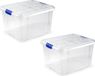 PLASTICFORTE 3x Opslagbakken met Deksel 25 Liter Transparant