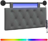 vidaXL Hangend hoofdbord met LED-verlichting, donkergrijs, stof