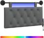 vidaXL Hangend hoofdbord met LED-verlichting, donkergrijs, stof