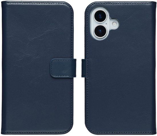Selencia Echt Leren Bookcase voor de Apple iPhone 17 - Blauw