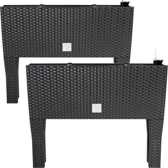 Deuba Plantenbak Set - 2x30L - 60x25x46cm - Polyrattan - Antraciet