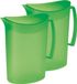 Juypal pichet/carafe d'eau - 2x - vert - 2 litres - plastique - L20 x H23 cm - avec couvercle